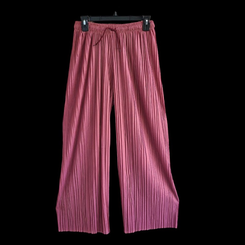Trendz Womens Pants Pull On Elastic Waist Wide Leg Pink Size S
